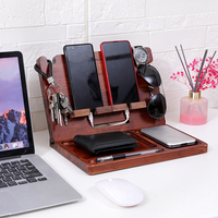 FSC & BSCI mode utile amovible en bois bureau bureau organisateur de stockage support pour téléphone lunettes de soleil montre clés