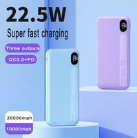 Batterie externe à charge rapide avec affichage numérique PD22.5W, ultra-mince, double USB, support Li-polymère 20000mAh, charge super rapide