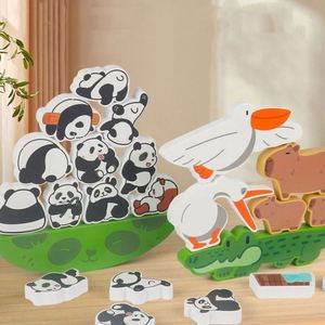 ตัวต่อไม้รูปสัตว์น่ารักสไตล์การ์ตูน ของเล่นเสริมพัฒนาการเด็กชายหญิง คาปิบาร่า แพนด้า ของเล่นไม้แบบเรียงซ้อน - Product Image 1