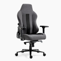 Chaise de jeu en tissu AJUNION avec base en aluminium, accoudoirs 4D, chaise ergonomique avec soutien lombaire intégré, fonction d'inclinaison dynamique