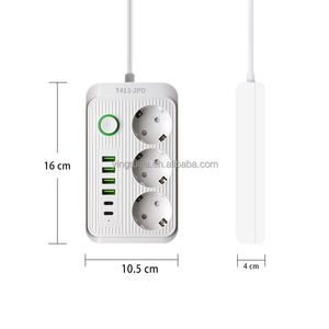 ปลั๊กไฟยุโรป3ช่องพร้อมพอร์ต USB 6ช่องสายต่อ3ช่องพร้อม USB และ Type-C ปลั๊กไฟยุโรป - Product Image 3
