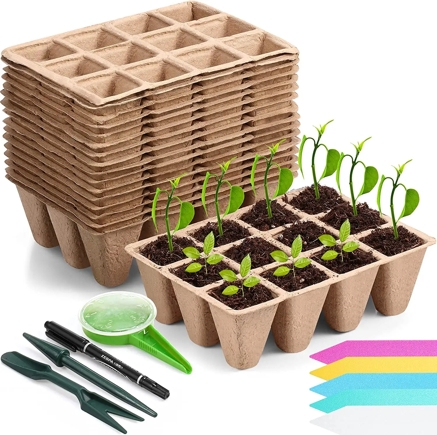 Yuchen Logo Seed Starter Trays Rganic Biodegradable Paper Pots Garden Seedling Tray Germination Seedling Peat Nursery Pots