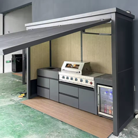 Cuisine barbecue extérieure à 6 brûleurs de qualité commerciale avec armoire de rangement pour évier de réfrigérateur et porte rétractable