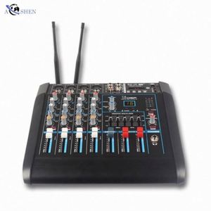 Mezclador de Audio Profesional de 4 Canales con Amplificador de Potencia Integrado y 2 Micrófonos Inalámbricos para DJ, Espectáculos y Escenarios - Product Image 3