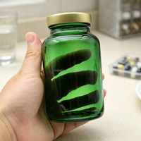 Bouteilles de médicaments en verre givré vert personnalisées de 200 ml, flacons de compléments alimentaires, flacons de vitamines, pots à pilules