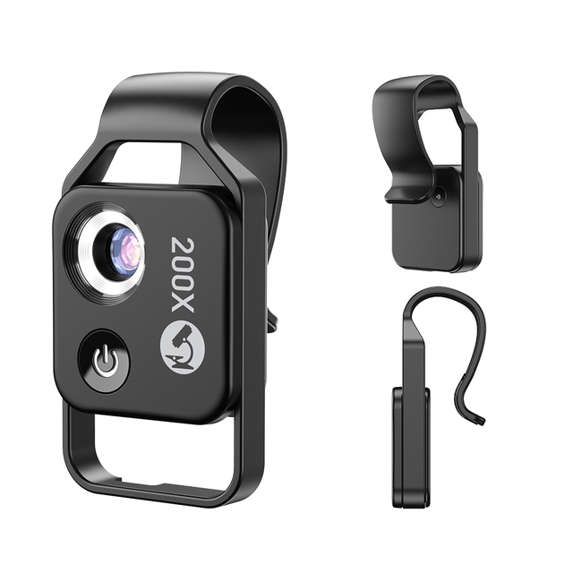 Digital USB Microscope 200X Magnification Mini Pocket Clip Inspection Camera Skin Microscopio Magnifier LED Light OEM