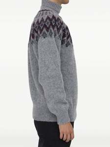 Suéter de Cachemira de manga larga de punto Jacquard de cuello alto Retro informal de moda de alta calidad para hombres - Product Image 4