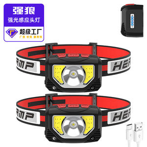 Lampe frontale Hbk Cob 1000Mha rechargeable avec câble USB pour la course nocturne, la pêche, lumière rouge et blanche, luminosité réglable - Product Image 5