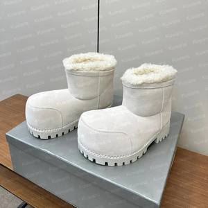 Sofort Lieferbare Herbst Winter Schneestiefel mit Breiter Zehenkappe für Herren und Damen, Dicke Sohlen, Hochwertig, mit Winterfell und Samt, Warme Baumwolle, Einfarbig, High-Top - Product Image 2