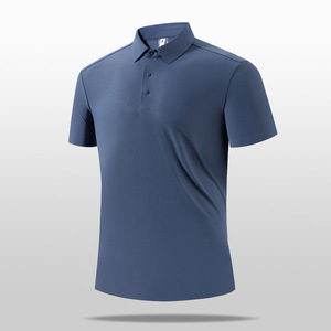 Kemeja Polo cepat kering untuk pria, kaos rajut merek besar kerah tinggi desain datar untuk Golf kerja kasual panjang pendek - Product Image 3