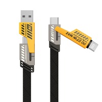 Câble de charge rapide PD 65W 4-en-1 multi-téléphones avec affichage de la tension et utilisation en voiture, longueurs 1m, 1.5m, 2m - Vente en gros