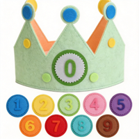 Couronne d'anniversaire en feutre réutilisable de marque Huixin, bandeau détachable avec chiffres, 15g, pour enfants, fête de Noël, vente en gros