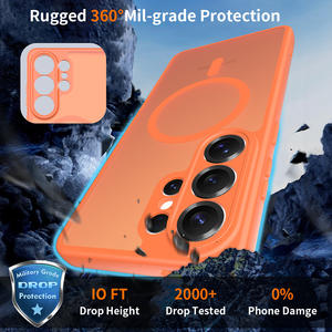Capa Magnética para Celular com Proteção de Lente para Samsung S26 Ultra, Capa de Celular com Sensação de Pele, Capa Traseira Laranja para S25 24 - Product Image 5
