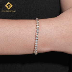 ZUANFA JEWELRY 4mm Round Brilliant Cut Lab Grown Diamond Tennis Bracelet Gold Plated Jewelry Luxury 925 Bracelet - Product Image 2