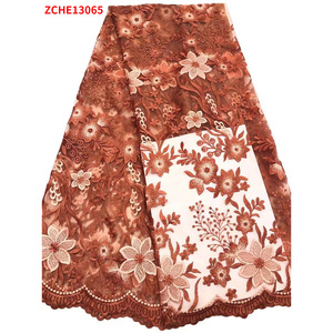 Màu Tím Vải Phi <span class=keywords><strong>3D</strong></span> Hoa Lưới Quần Áo Tăng Thêu Vải Tuyn Mô Hình Jacquard Váy Đảng Ren Vải - Product Image 2