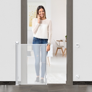 PRODIGY SG020A Top Selling Modern <b>Retractable</b> Dog <b>Gate</b> for Stairs Efficient Black Plastic Hook Loop Drilling-Free for Small - Product Image 4