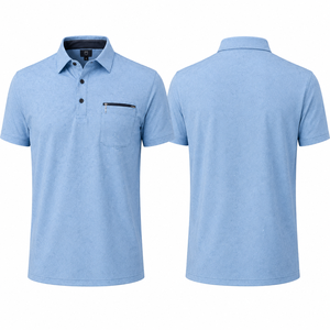 Custom Golf <b>Shirts</b> <b>with</b> <b>Pocket</b> <b>Men</b> Performance <b>Polo</b> <b>Shirt</b> Breathable Moisture Wicking Golf Apparel OEM ODM Manufacturer - Product Image 2