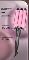 Fer à friser électrique professionnel 3 barils chauffant rapidement 22 mm avec écran LCD et affichage de la température pour ondulations et boucles sûres