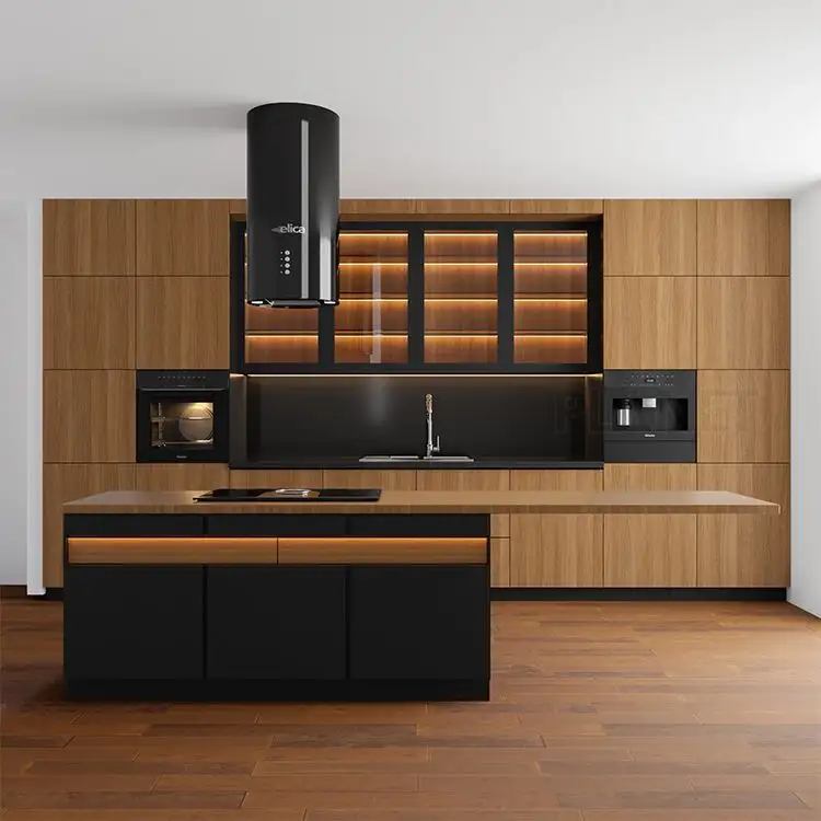 Shaker Style Designs Brown Furniture Cupboard Kitchen Customized Modular Modern MDF Kitchen Furniture