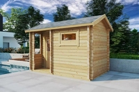 Sauna extérieur en bois naturel |   Cabane en bois classique pour la zone de piscine et le bien-être dans le jardin