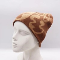 Bonnet d'hiver uni personnalisé de haute qualité 100 % acrylique, tricoté chaud avec motifs numériques (personnages, points, lettres) pour le voyage