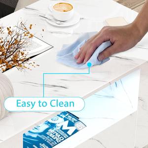 批发高光简约木制中心茶几带储物发光二极管RGB灯2抽屉储物开放式搁板 - Product Image 5