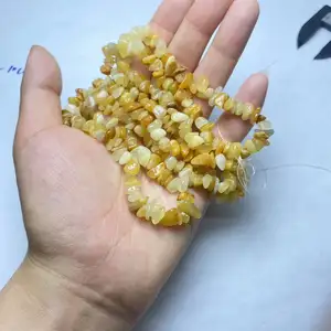 Wholesale high quality Natural crystal gemstone polished yellow Aventurine 5-8mm chips beads bracelet for diy