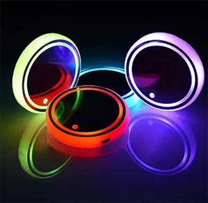 2023 Hot Wholesale Custom Different styles Coaster Auto Car Cup Map Light USB Luminescent Pad LED Cup Drinking Holder Wholesale