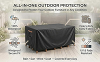 Housse de protection pour mobilier de patio Oxford, housse rectangulaire imperméable pour table et chaises d'extérieur, résistante aux UV et au vent
