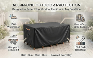 Housse de <span class=keywords><strong>protection</strong></span> pour mobilier de patio Oxford, housse <span class=keywords><strong>rectangulaire</strong></span> imperméable pour <span class=keywords><strong>table</strong></span> et chaises d'extérieur, résistante aux UV et au vent - Product Image 3