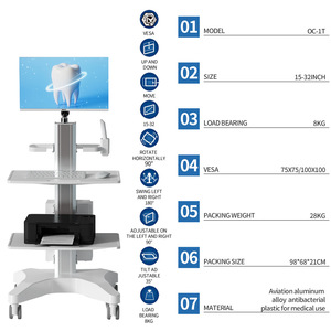 รถเข็นคอมพิวเตอร์ทางการแพทย์ Lm รุ่น Oc-1Td 2 ชั้น พร้อมจอภาพและเครื่องพิมพ์ รถเข็นทันตกรรมเคลื่อนที่ - Product Image 4