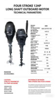 Moteur hors-bord à essence Zodiac 12HP, neuf, démarrage manuel, robuste, arbre court, 4 temps, 2 cylindres, 246cc, KT19, commande par timon pour