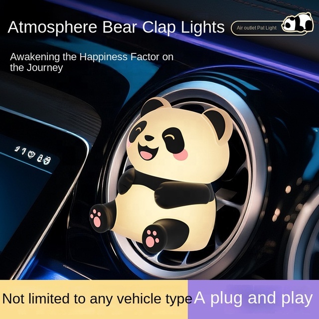 Panda Silicone Lamp for Car Vent - Creative Illuminated Decorative Accessory for Vehicle Interior