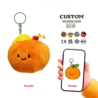 Op maat gemaakte oranje fruit pluche sleutelhanger fabriek rechtstreekse verkoop met borduurtechniek OEM/ODM service aangepaste sleutelhanger