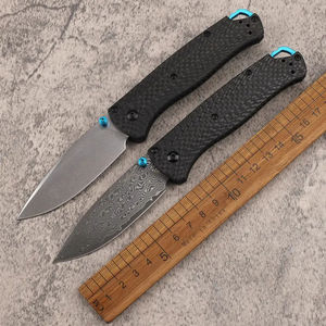 Cuchillo Táctico Plegable Mini HL BM535, Acero de Damasco, Mango de Fibra de Carbono, Cuchillo de Bolsillo, para Campismo al Aire Libre, Duradero, Autodefensa, OEM D2 - Product Image 3