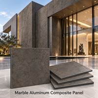 Panneau composite en aluminium marbré revêtu de PVDF de 4 mm, 4x8 pieds, à veines fines, pour la décoration de façade d'entrée