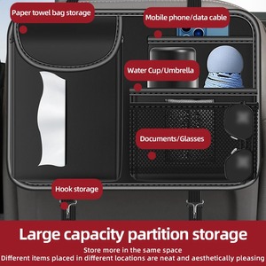 Auto-Rücksitz-Aufbewahrungstasche Auto-Organizer Hängetasche Box PU-Leder Wasserdichte Papiertuch- und Handy-Aufbewahrungstasche Auto-Zubehör - Product Image 3