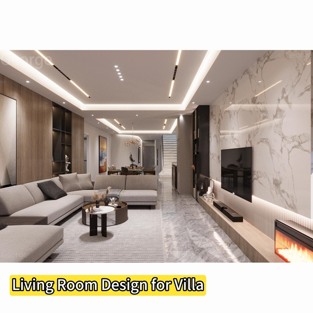 George Minimalist Light Luxury Eco-Friendly Home Building Materials Interior Design Solution 3D Rendering House Interior Design