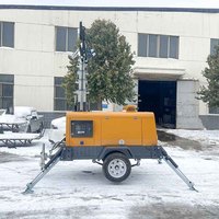 Générateur diesel mobile télescopique sur remorque avec mât d'éclairage et élévateur à distance 4m-9m pour la construction aéroportuaire