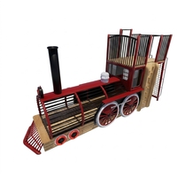 Train à vapeur rétro non motorisé, équipement de jeux pour enfants, tuyau galvanisé à chaud avec structure d'escalade pour parc et complexe hôtelier