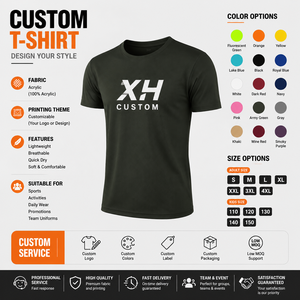 XH CUSTOM Men's Performance <b>T</b>-Shirt Short Sleeve Quick Dry Breathable Lightweight Stretch Fabric Sporty O-Neck Slim Fit - Product Image 2