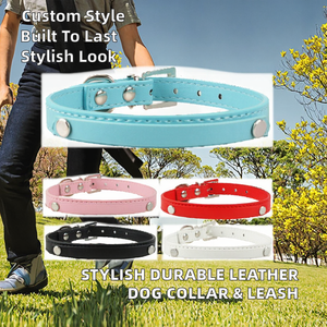 Fashionable Durable <strong>PU</strong> Solid Rivet <strong>Dog</strong> Collar with Personalized Retractable Soft Training <strong>Leash</strong>-Soulwin Brand Shandong Origin - Product Image 2