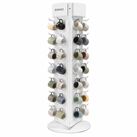 Présentoir rotatif personnalisé à 4 faces pour tasses, en métal, avec crochets, pour sol ou mur (pegboard)