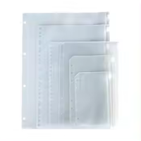 Vente en gros PVC clair transparent givré plastique auto-scellant fermeture éclair sac A5 A6 B5 espèces enveloppes reliure à anneaux-produits de classement