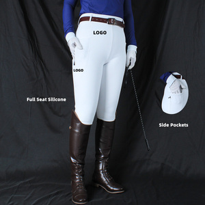 Leggings en polaire d'hiver en silicone, poids lourd 320G, pantalon d'équitation, fabricant, deux poches latérales, culotte d'équitation blanche - Product Image 1