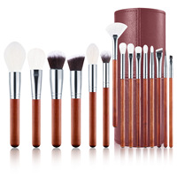 Set Kuas Makeup Rambut Kambing Alami Premium Elegan Berkualitas Tinggi 15 pcs Label Pribadi Warna Hitam