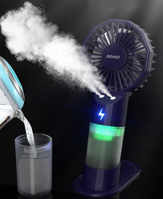 Double Fan Cooler Usb Rechargeable Double Ended Spray Fan Handheld Portable Humidifier Fan