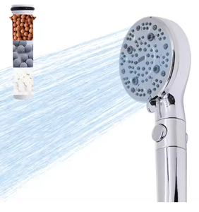 โครเมี่ยมยอดนิยมเก้าระดับสิบฟังก์ชั่นหัวฝักบัว<span class=keywords><strong>แบบ</strong></span>มือถือหัวกรองผ้าฝ้าย PP ก๊อกน้ำในห้องน้ำอุปกรณ์เสริมประเภทฝักบัว - Product Image 1