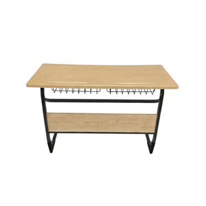 โต๊ะนักเรียนแบบคู่พร้อมชั้นวางของ โครงเหล็ก ท็อปเวอร์ซาลิต สำหรับโรงเรียน ขายส่ง - Product Image 1