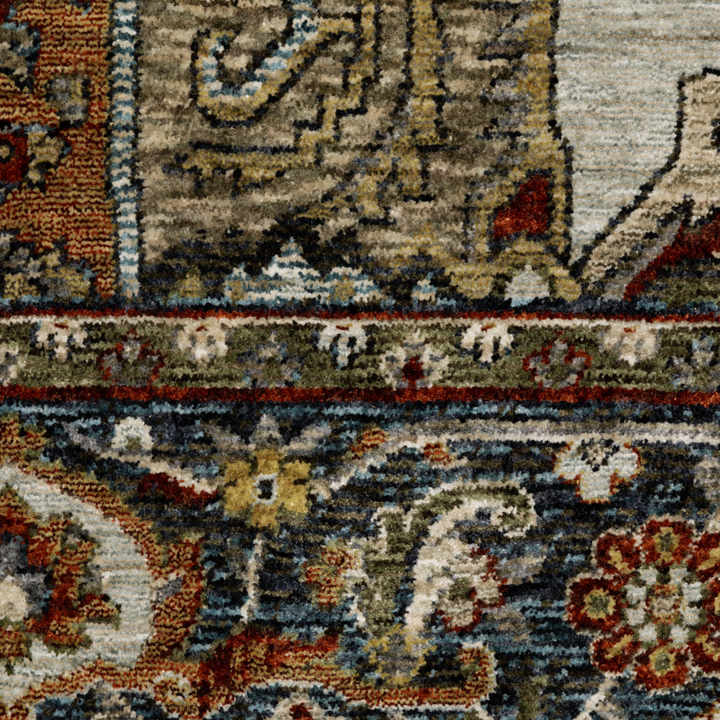 8' Blue and Green Oriental Power Loom Runner Rug by HMS-Unique and Stylish Home Decor
